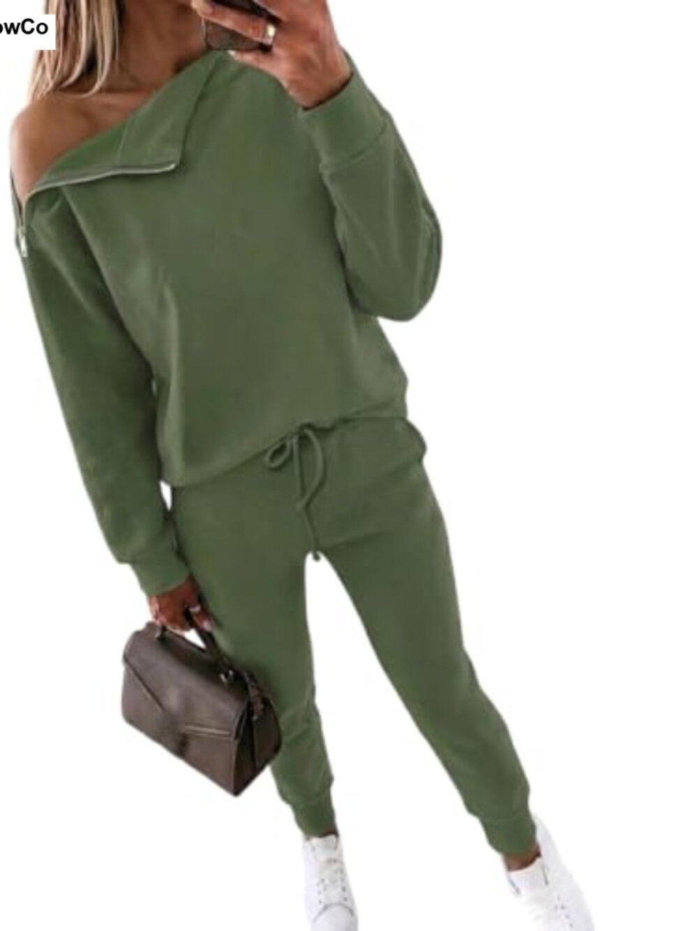 2 Piece Tracksuit Set for Women Long Sleeve Mock Neck Sweatshirt Joggers